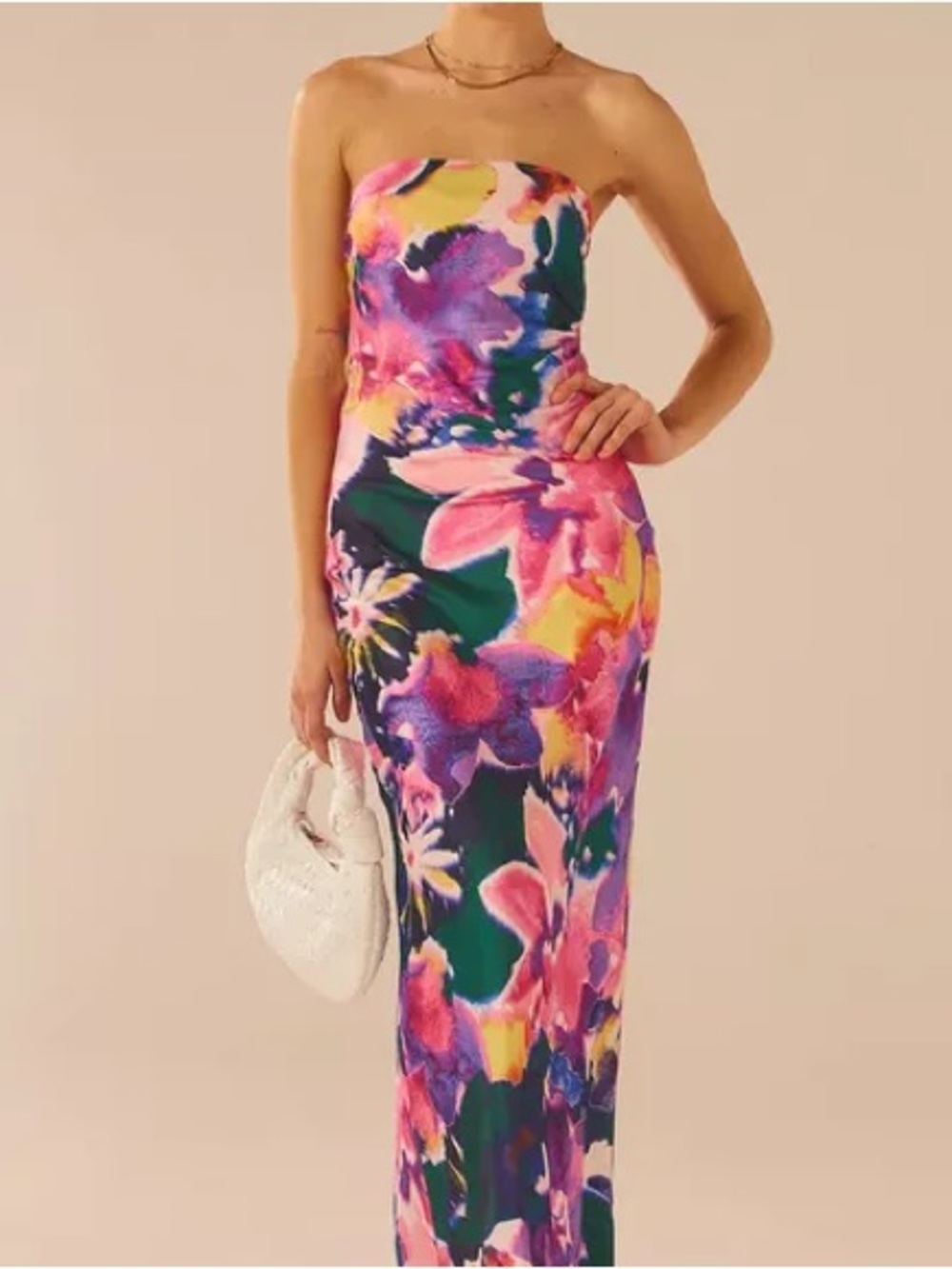 Peppermayo Carried Away Maxi Dress Candy Bouquet Floral Strapless Size US 4
